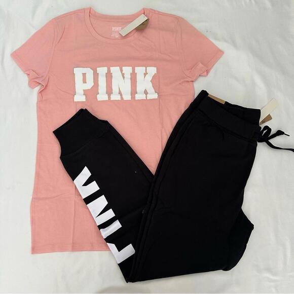 PINK VICTORIA SECRET Shirt and joggers Set - Picture 1 of 5